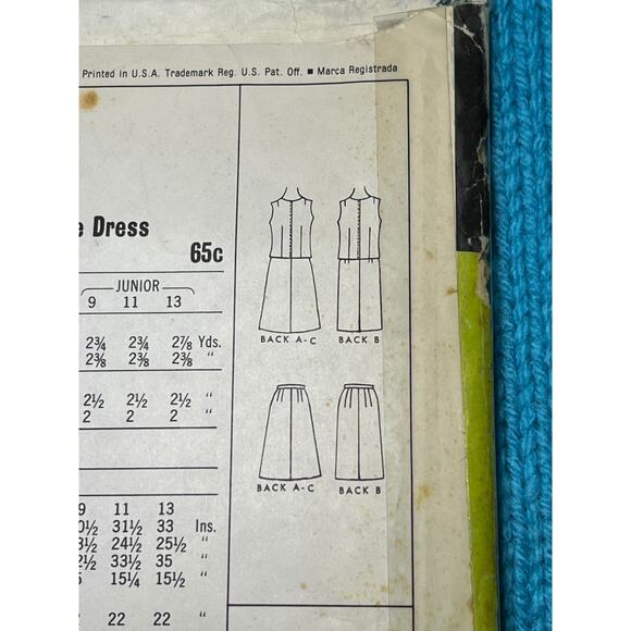 McCalls 8283 Sewing pattern 2 piece dress blouse Skirt A line 1960s mod Size 16 - Picture 5 of 7
